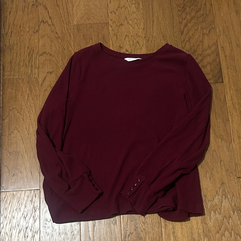 LC Lauren Conrad Burgundy Crew Neck Sweater